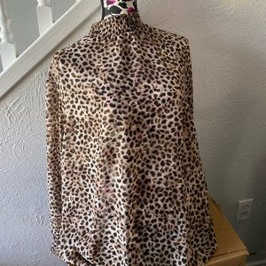 Cheetah print mock neck